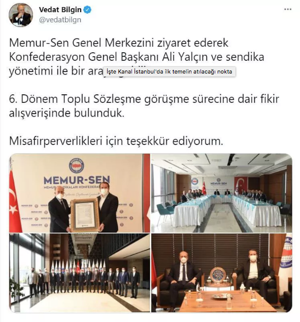 Çalışma Bakanı Vedat Bilgin Memur-Sen'i ziyaret etti - Resim: 0