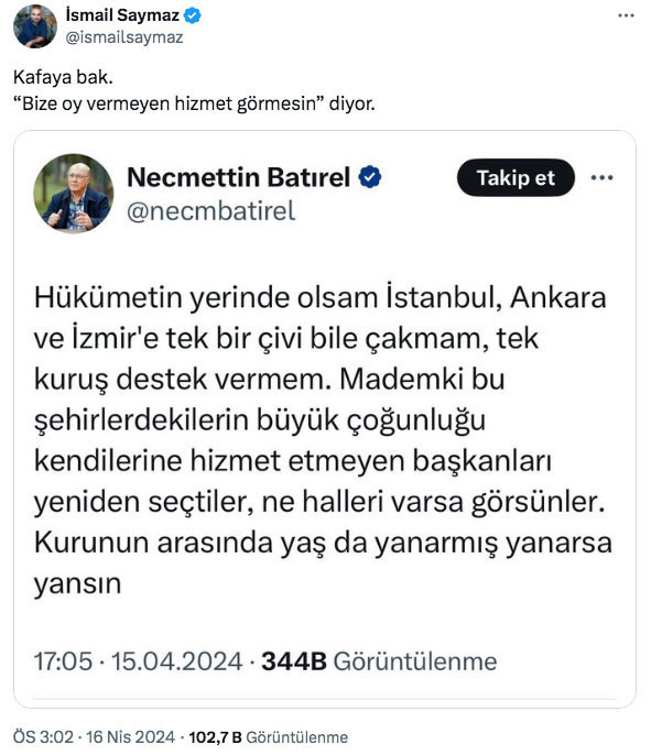Necmettin Batırel 'ben olsam İstanbul, Ankara ve İzmir'e tek bir çivi bile çakmam' dedi olay oldu - Resim: 0