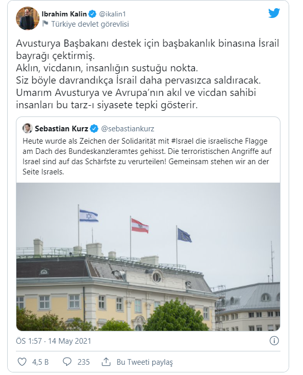 Avusturya Başbakanı Sebastian Kurz, başbakanlık binasına İsrail bayrağı çektirdi - Resim: 1