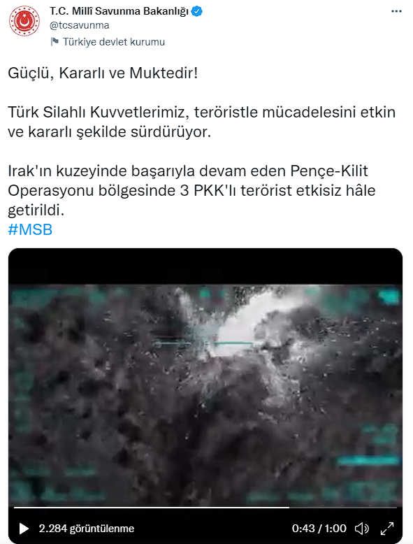 Milli Savunma Bakanlığı; 3 terörist etkisiz hale getirildi - Resim: 0