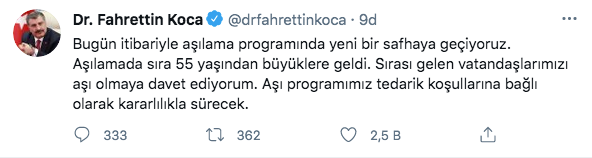 Fahrettin Koca: 55 yaş üzerine aşılama başladı - Resim: 0