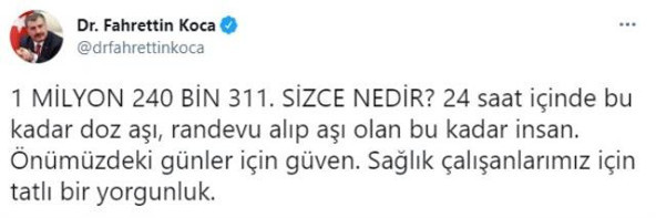 Türkiye'de bir günde yapılan aşı sayısı rekor kırdı - Resim: 0
