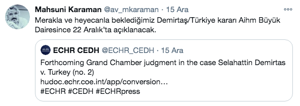 AİHM, Selahattin Demirtaş kararını 22 Aralık’ta açıklayacak - Resim: 0