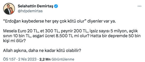 Selahattin Demirtaş 'Allah aşkına, daha ne kadar kötü olabilir?' dedi Apo'nun heykeli dikilir yanıtı geldi. - Resim: 0