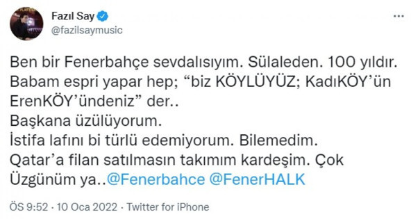 Adana Demirspor mağlubiyeti sonrası Fazıl Say'ın serzenişi - Resim: 0
