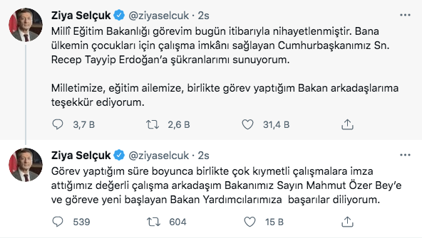 İstifa eden Ziya Selçuk'tan teşekkür mesajı! Yeni Milli Eğitim Bakanı  Mahmut Özer oldu - Resim: 0
