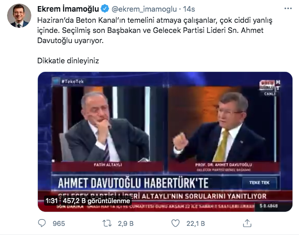 Ekrem İmamoğlu Kanal İstanbul çıkışı: Seçilmiş son Başbakan uyarıyor - Resim: 0