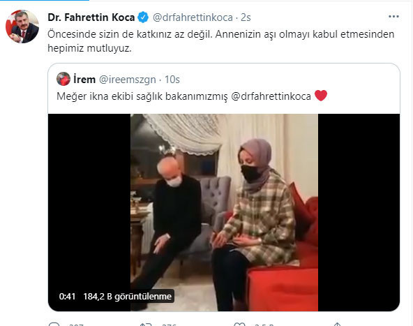 Covid-19 aşısı olmak istemeyen öğretmeni, Sağlık Bakanı Fahrettin Koca ikna etti - Resim: 1
