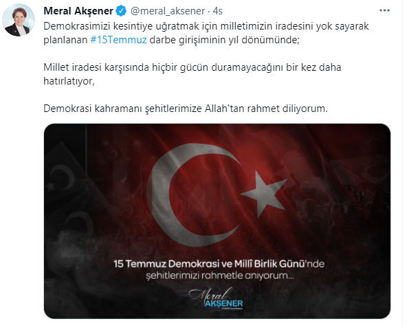 İYİ Parti Genel Başkanı Meral Akşener 15 Temmuz şehitlerini andı - Resim: 0