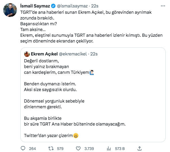 Ekrem Açıkel TGRT Haber'e ara verdi İsmail Saymaz'a göre nedeni belli - Resim: 0