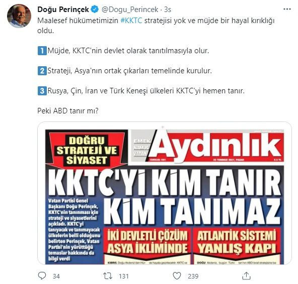 Perinçek'ten Erdoğan'a KKTC tepkisi! Hükümetin stratejisi yok müjde hayal kırıklığı oldu - Resim: 0