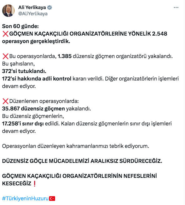 Ali Yerlikaya 'Göçmen kaçakçılığı organizatörlerinin nefeslerini keseceğiz' dedi sayıyı açıkladı - Resim: 0