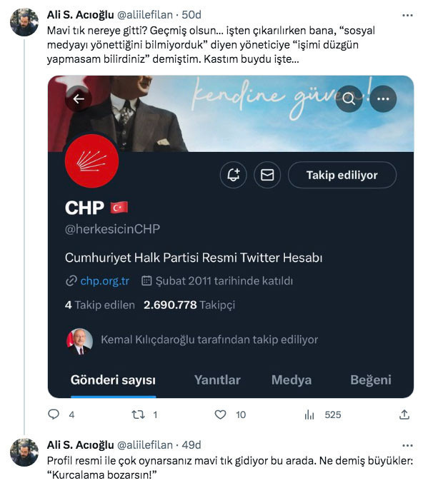 CHP'liler kurcaladı mavi tik gitti CHP'li eski yönetici duyurdu - Resim: 0