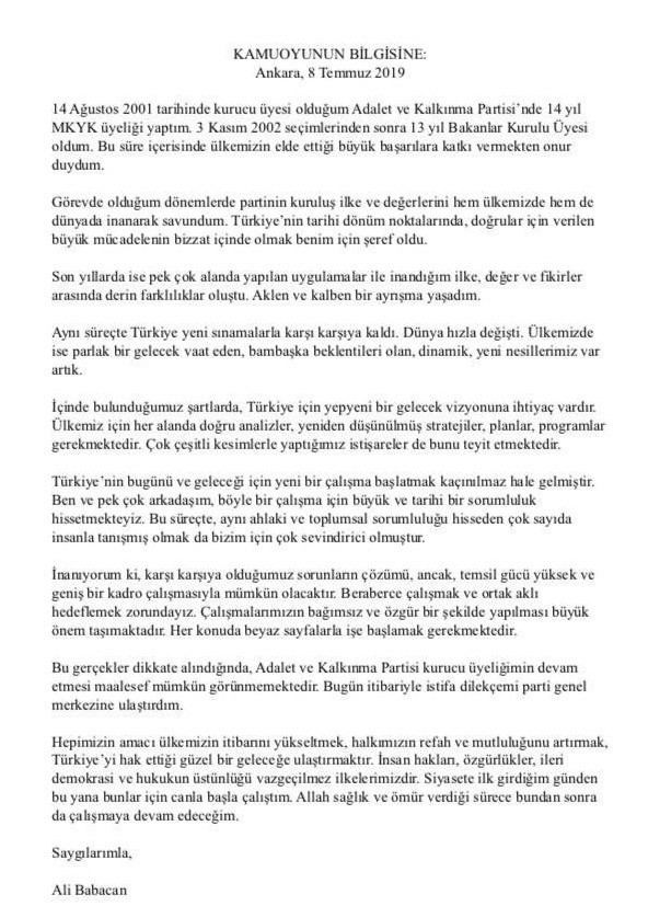 Ali Babacan resmen duyurdu! AK Parti'den istifa etti - Resim: 0