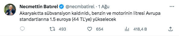 Necmettin Batırel'den ürküten tahmin: Benzin ve motorin litresi 44 TL'ye yükselecek - Resim: 0