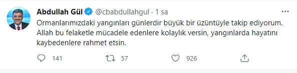 Abdullah Gül'den dikkat çeken 'orman yangınları' mesajı: Üzüntüyle takip ediyorum - Resim: 0