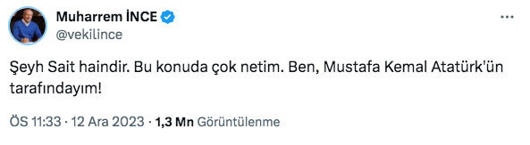 CHP Genel Başkanı Özgür Özel'in Şeyh Sait açıklaması olay oldu Muharrem İnce'den 'hain' yanıtı - Resim: 0
