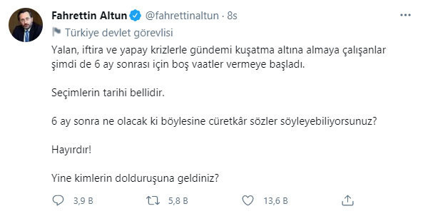 Fahrettin Altun'dan Kılıçdaroğlu'na: Seçimlerin tarihi bellidir yine kimlerin dolduruşuna geldiniz? - Resim: 0