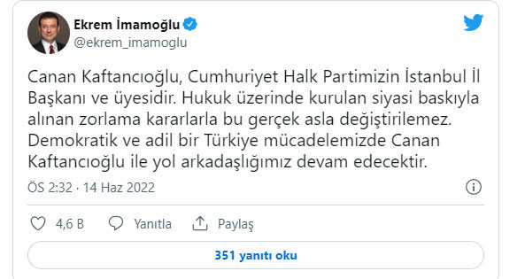 Parti üyeliği düşürüldü! Ekrem İmamoğlu'dan Canan Kaftancıoğlu açıklaması - Resim: 0