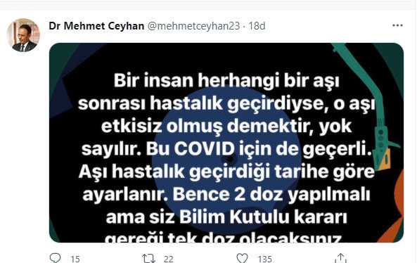 Prof. Dr. Mehmet Ceyhan'dan iki doz açıklaması: Aşı hastalık geçirdiği tarihe göre ayarlanır - Resim: 0