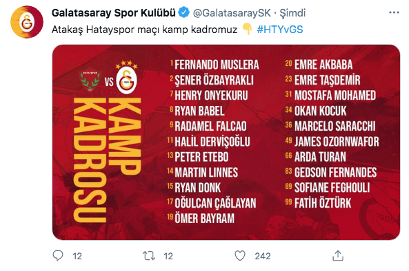 Galatasaray'ın Hatayspor maçı kadrosu açıklandı - Resim: 0