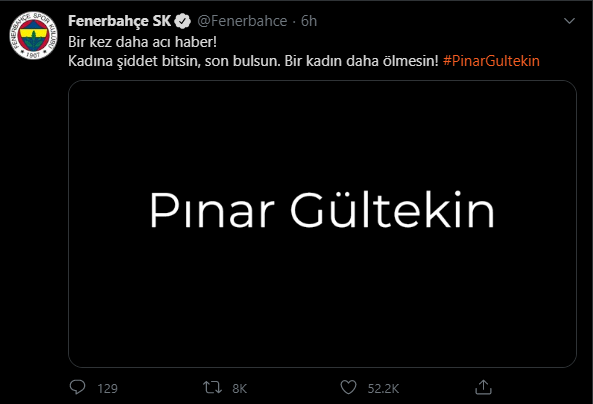 Spor camiası tek vücut oldu 'Pınar Gültekin' için taziye mesajı yayımladı - Resim: 1