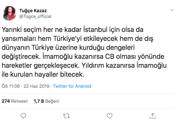 Tuğçe Kazaz'ın seçim öncesi İmamoğlu paylaşımları adeta linç edildi - Resim: 2