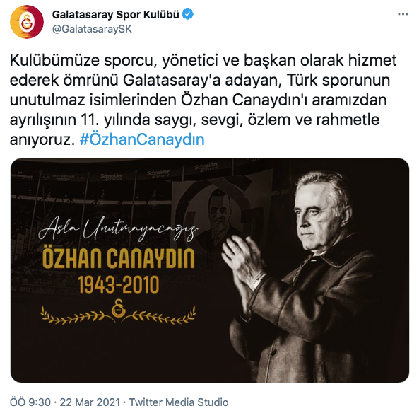 Galatasaray Kulübü, Özhan Canaydın'ı andı - Resim: 0