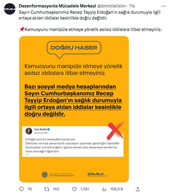 Can Ataklı'nın Erdoğan'ın sağlığıyla ilgili iddiasına yalanlama - Resim: 0