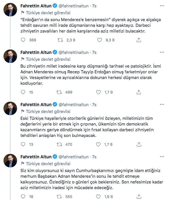 İletişim Başkanı Altun'dan CHP'li Engin Altay'ın "Menderes benzetmesine" sert tepki - Resim: 0