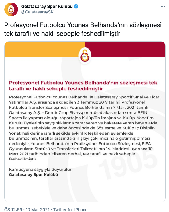Galatasaray'da Belhanda ile yollar ayrıldı! İşte KAP açıklaması - Resim: 0