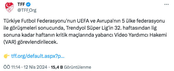 TFF'den lig sonuna kadar yabancı VAR hakemi kararı - Resim: 0