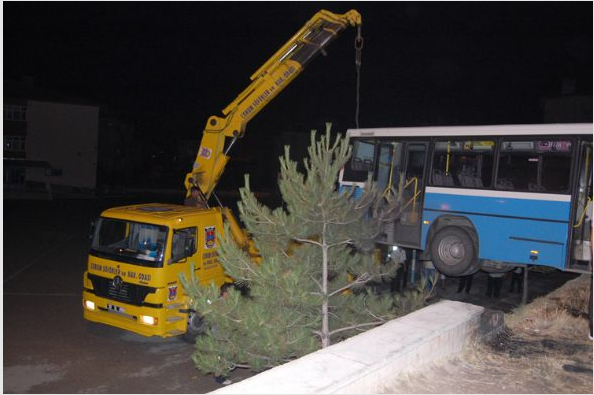 Otobüs duvarda asılı kaldı! - Resim: 1