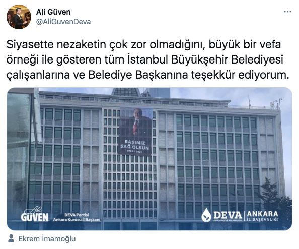 DEVA Partisi'nden Ekrem İmamoğlu’na ‘Kadir Topbaş’ teşekkürü - Resim: 0