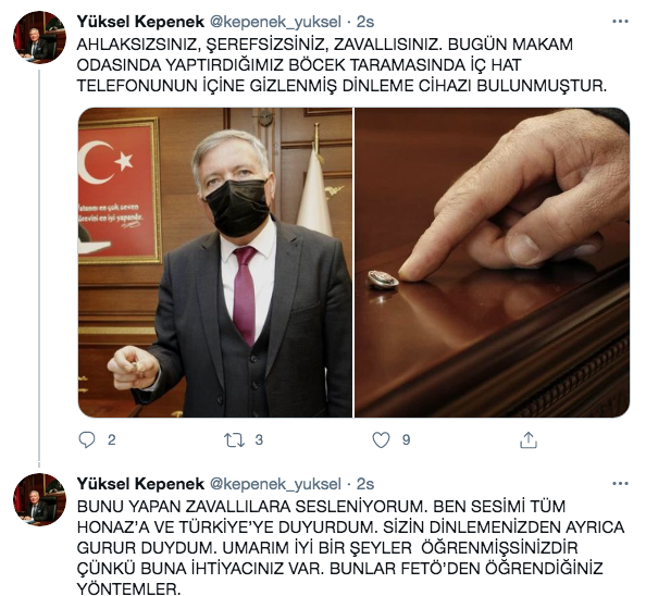 Denizli Honaz Belediye Başkanı Yüksel Kepenek'in odasında dinleme cihazı bulundu - Resim: 0