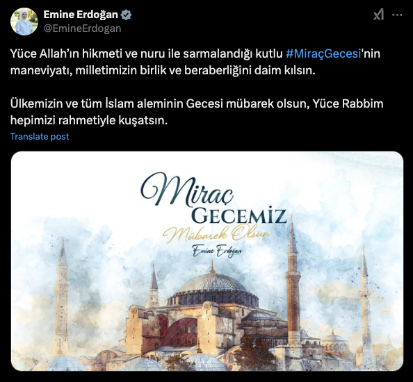 Emine Erdoğan, İslam aleminin Miraç Kandili'ni kutladı - Resim: 0