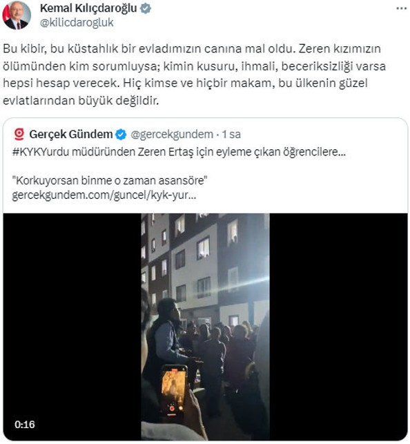 Kemal Kılıçdaroğlu'ndan yurt müdürüne tepki: 'Bu kibir, bu küstahlık...' - Resim: 0