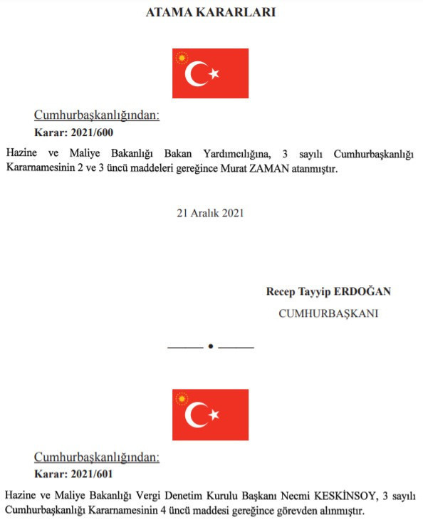 Ekonomi yönetimine yeni atama ve görevden alma! Resmi Gazete'de yayınlandı - Resim: 0