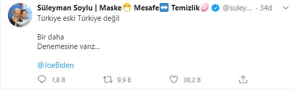 Soylu'nun Biden tweeti rekor kırdı - Resim: 0
