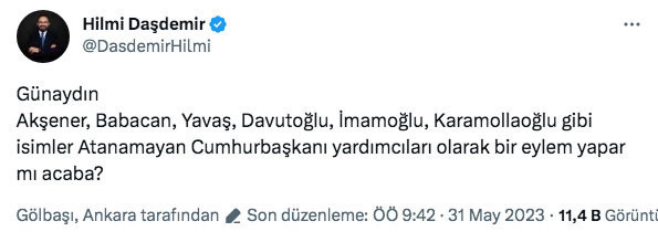 Atanamayan cumhurbaşkanı yardımcıları eylem yapar mı? Hilmi Daşdemir dalgasını geçti - Resim: 0