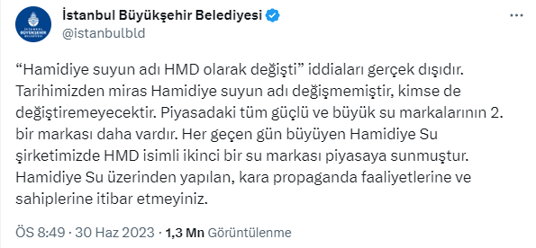 Hamidiye Su'yun ismi mi değişti? İBB konuya açıklık getirdi - Resim: 0