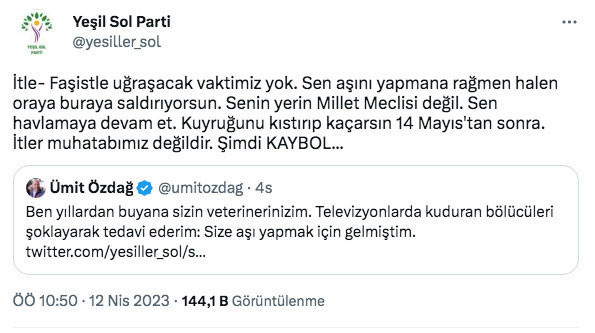 Yeşil Sol Parti kuduz havlamaya devam et' dedi Ümit Özdağ'dan 'sizin veterinerinizim' cevabı geldi - Resim: 2