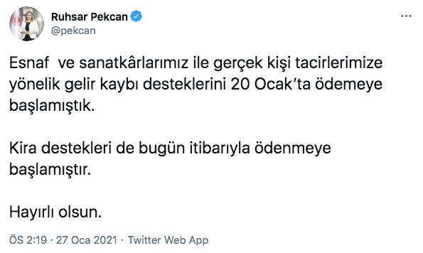 Son dakika esnafa kira desteği ödemesi bugün ödeniyor! Bakan Pekcan duyurdu - Resim: 0