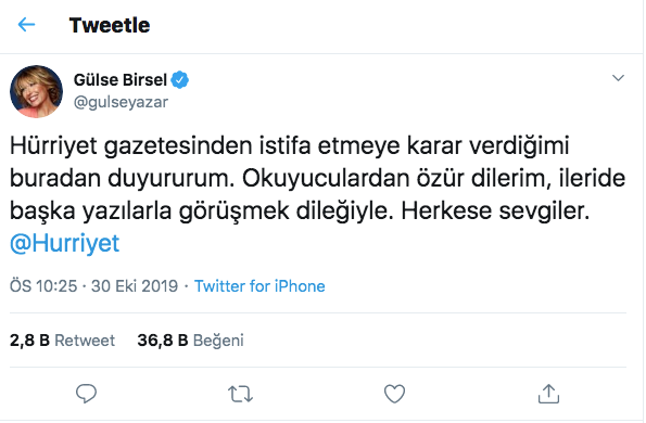 Önce özür diledi sonra istifa etti Gülse Birsel'in Hürriyet macerası sona erdi - Resim: 2
