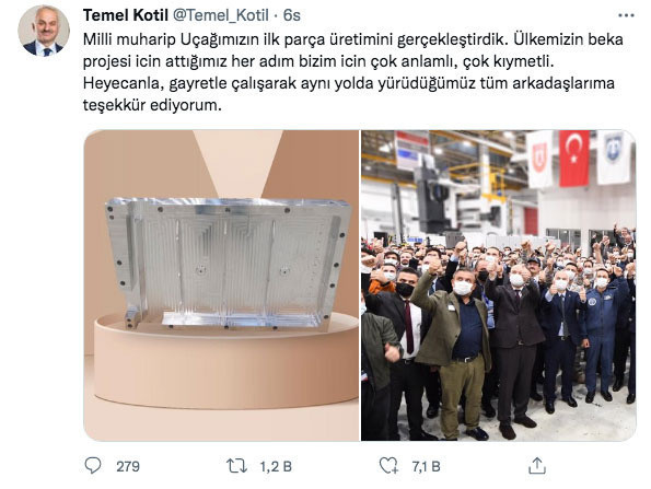 Milli Muharip Uçak'ın ilk parçası üretildi Temel Kotil fotoğrafını paylaştı - Resim: 0