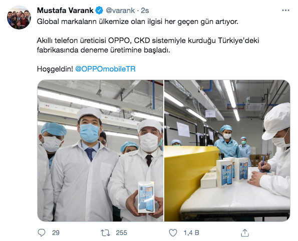 Bakan Mustafa Varank açıkladı Çin dev telefon markası Oppo Tuzla'da test üretimine başladı - Resim: 1