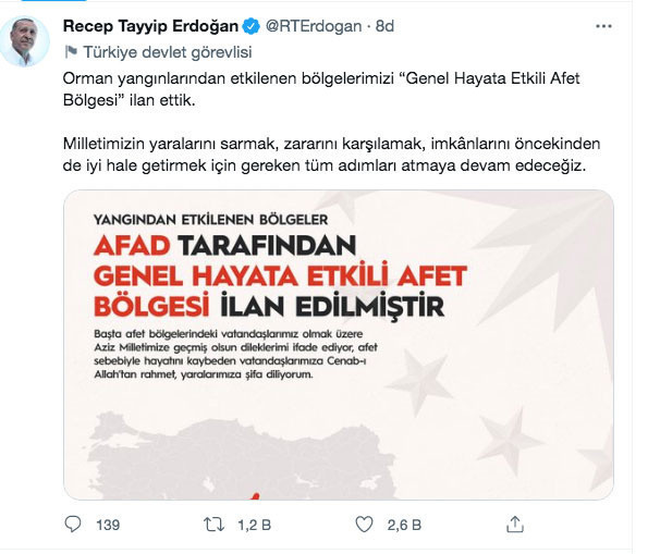 Cumhurbaşkanı Erdoğan: Yangın alanları afet bölgesi ilan edildi - Resim: 0