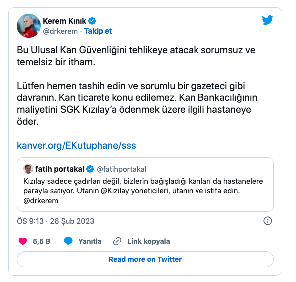 Kızılay kan satıyor mu sorusuna Başkan Kerem Kınık'tan açıklama! Maliyetine satıyoruz - Resim: 0