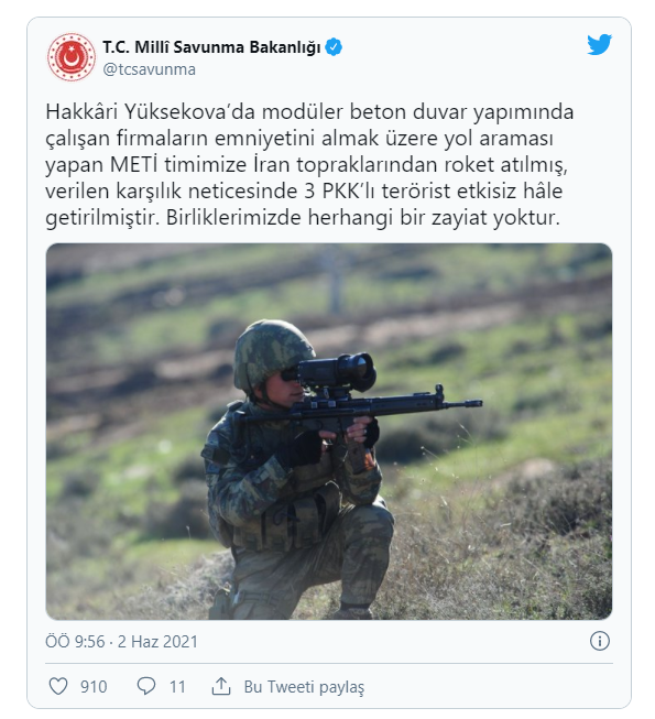 Hakkari'de yol araması yapan time İran topraklarından roketli saldırı: 3 PKK'lı öldürüldü - Resim: 0