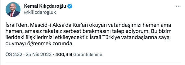 Kemal Kılıçdaroğlu'ndan İsrail'e: Hemen serbest bırakın bu bizim ilerideki ilişkilerimizi etkileyecektir - Resim: 0